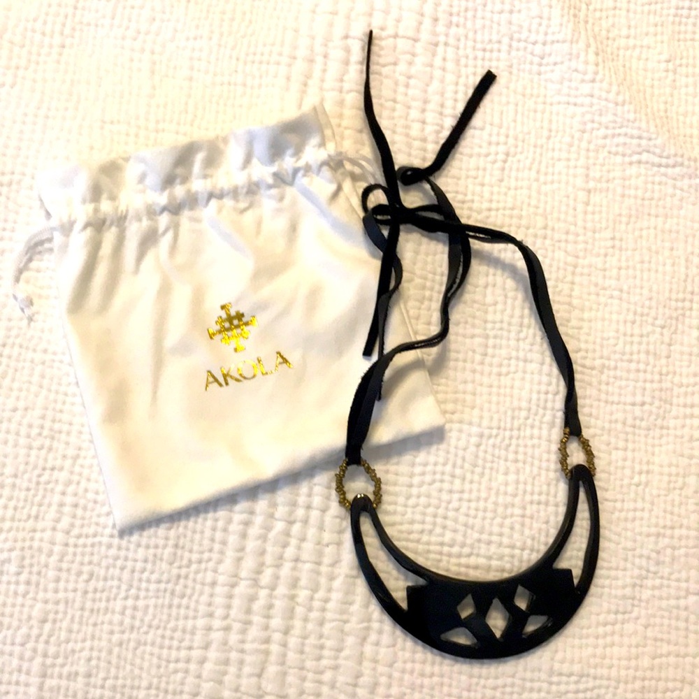 Akola black horn statement necklace